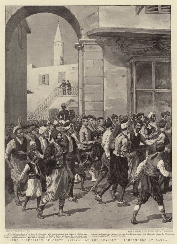 Besættelsen af Kreta, ankomsten af Seaforth Highlanders til Canea af Frank Dadd