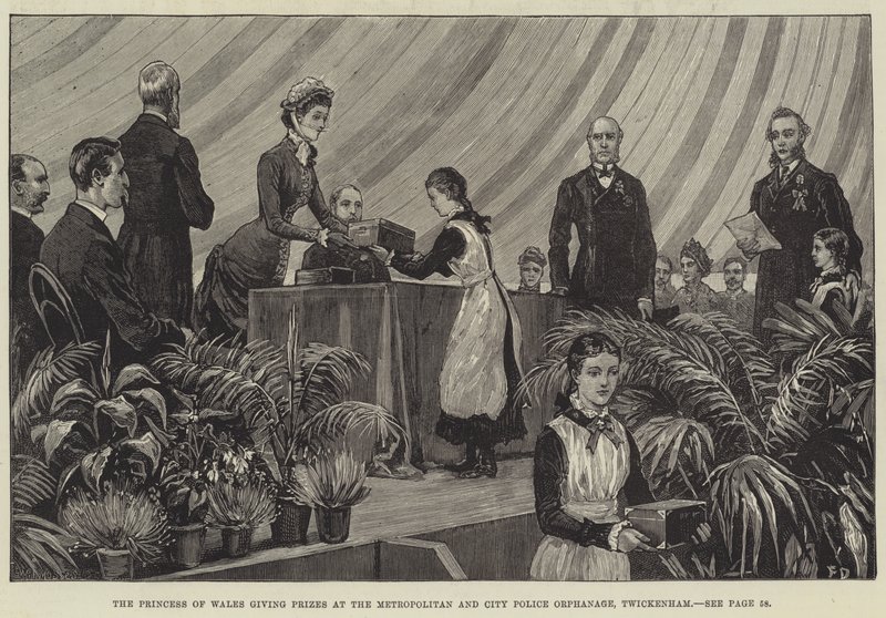 Prinsessen af Wales giver priser på Metropolitan and City Police Orphanage, Twickenham af Frank Dadd