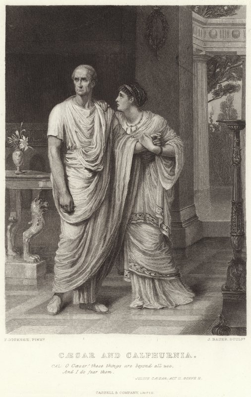 Cæsar og Calpurnia, Julius Cæsar, akt II, Scene II af Frank Dicksee