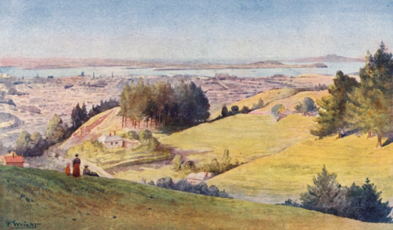 New Zealand: Auckland (farvelitografi) af Frank H Wright