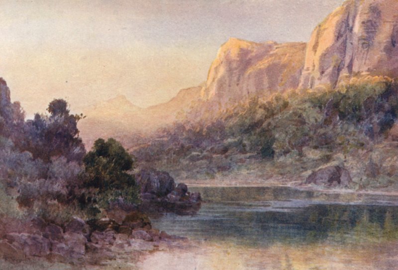 New Zealand: Waihi Bay, Whangaroa Harbour (farvelitografi) af Frank H Wright