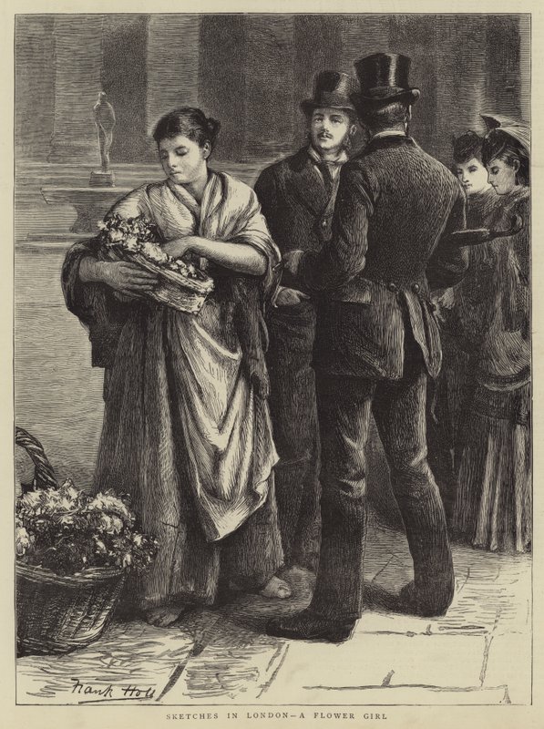 Skitser i London, en blomsterpige af Frank Holl