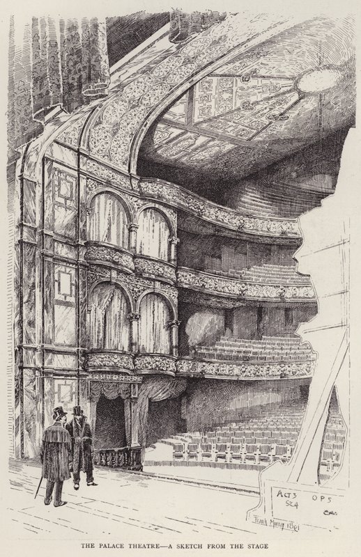Interiør af Palace Theatre, London (litho) af Frank Murray