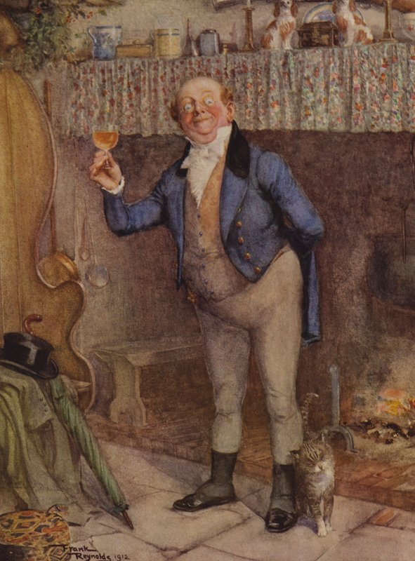 Mr Pickwick (farvelitografi) af Frank Reynolds