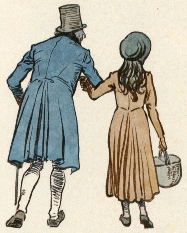 The Old Curiosity Shop: Illustration af titelsiden (farvelitografi) af Frank Reynolds