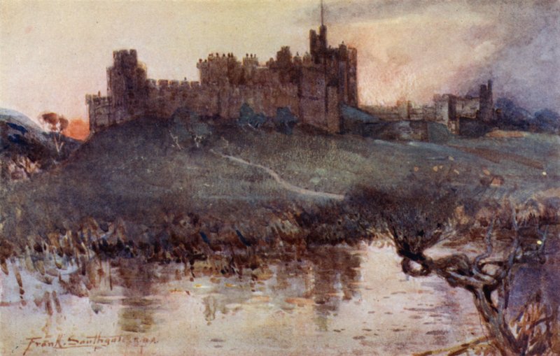 Alnwick Castle (farve litho) af Frank Southgate