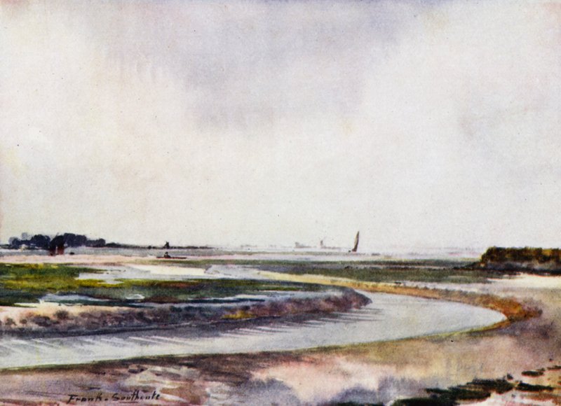 Norfolk Broads: Breydon, Low Water (farve litho) af Frank Southgate