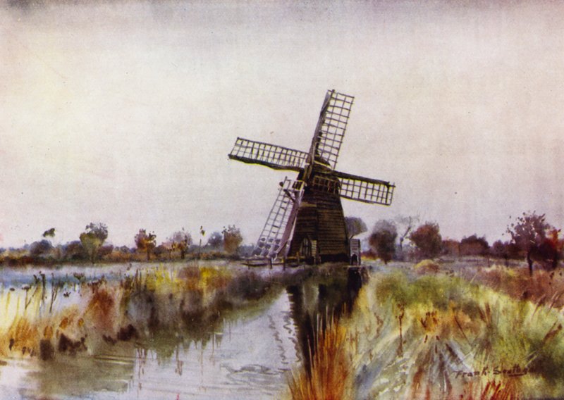 Norfolk Broads: Dræningsmølle nær Barton, efterår af Frank Southgate