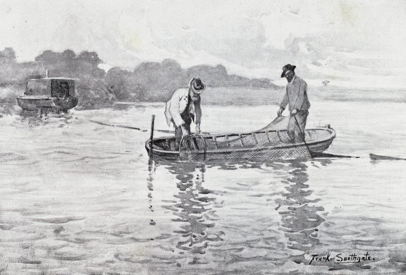 Norfolk Broads: Hauling up the Eel-Pods af Frank Southgate