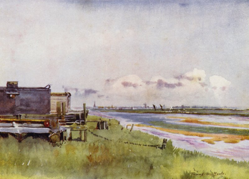 Norfolk Broads: Yarmouth fra Breydon (farve litho) af Frank Southgate