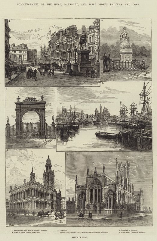 Påbegyndelse af Hull, Barnsley og West Riding Railway and Dock af Frank Watkins
