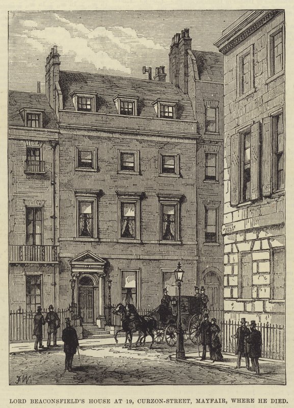 Lord Beaconsfields hus på 19, Curzon-Street, Mayfair, hvor han døde af Frank Watkins