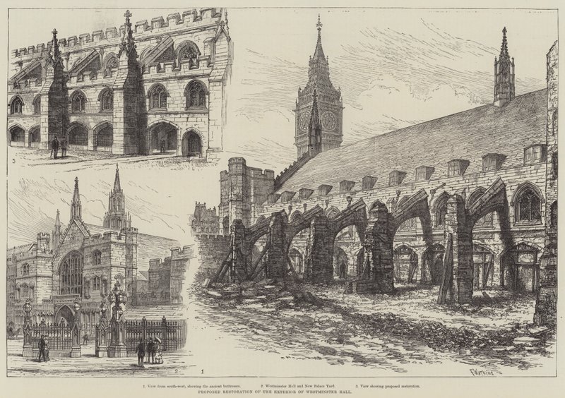 Foreslået restaurering af det ydre af Westminster Hall af Frank Watkins