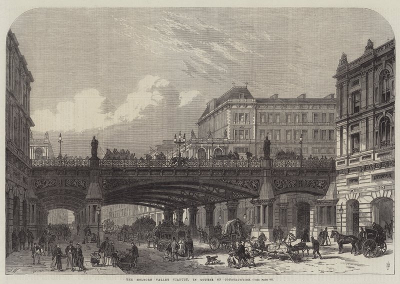 Holborn Valley Viaduct, under konstruktion af Frank Watkins