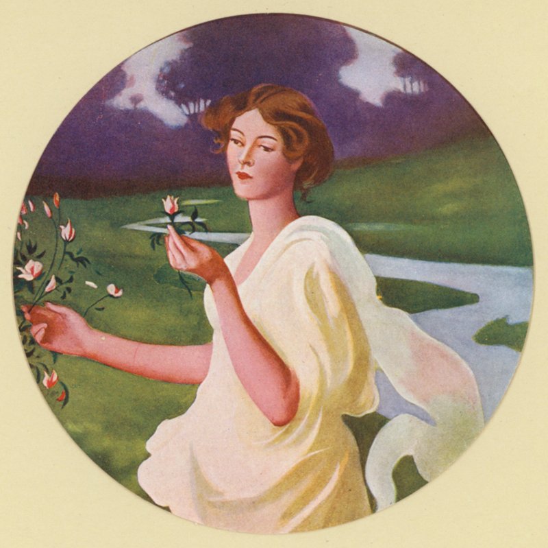 De fire årstider: Forår (farvelitografi) af Frank Weston Benson