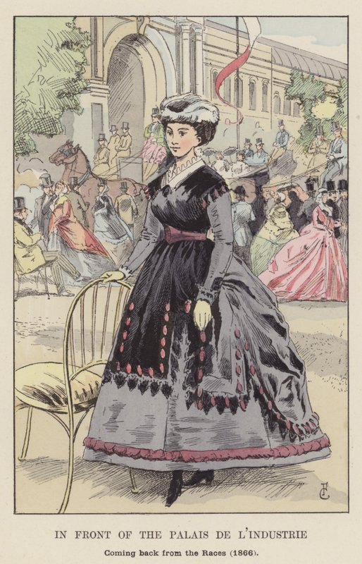Foran Palais de lIndustrie, vendt tilbage fra Races, 1866 af François Courboin