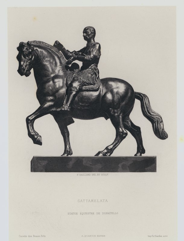 Rytterfigur i bronze af den italienske renæssance condottiero Gattamelata, af Donatello af Frans Gaillard