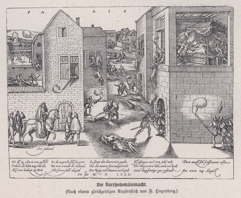 Massakren på Skt. Bartolomæusdagen, Paris, Frankrig af Franz (after) Hogenberg