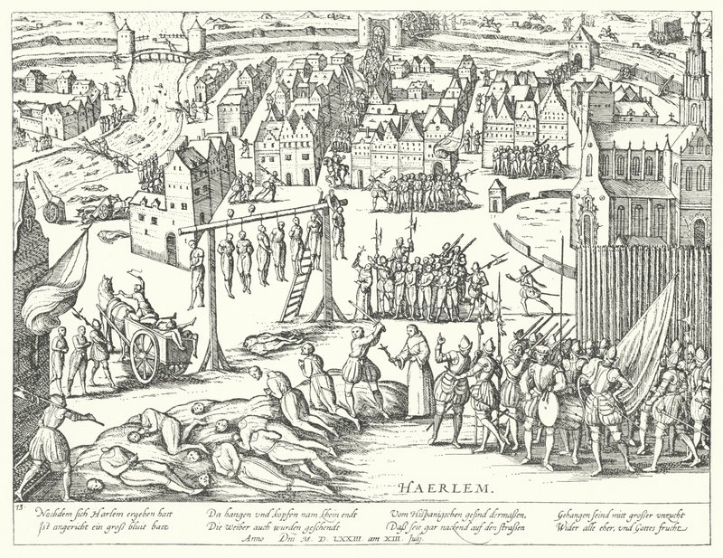 Massehenrettelser udført af spanierne i Haarlem, Holland, 1573 af Franz Hogenberg