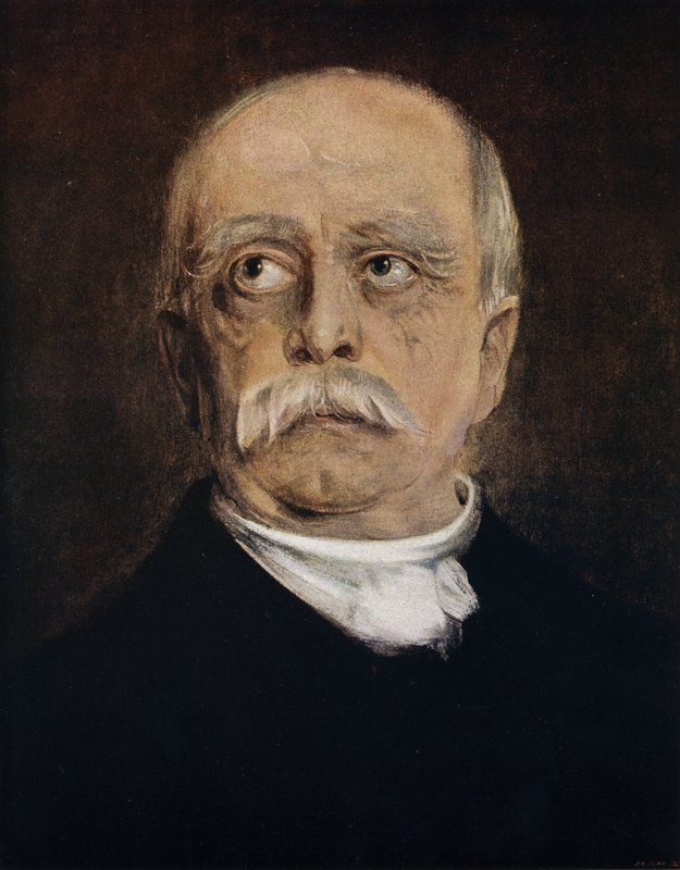 Otto von Bismarck, preussisk statsmand og kansler i Tyskland (farve litho) af Franz Seraph von (after) Lenbach