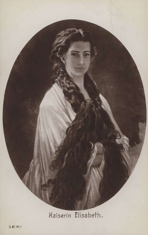 Elisabeth af Bayern, konsort af kejser Franz Joseph I af Østrig (litho) af Franz Xaver  Winterhalter (after)