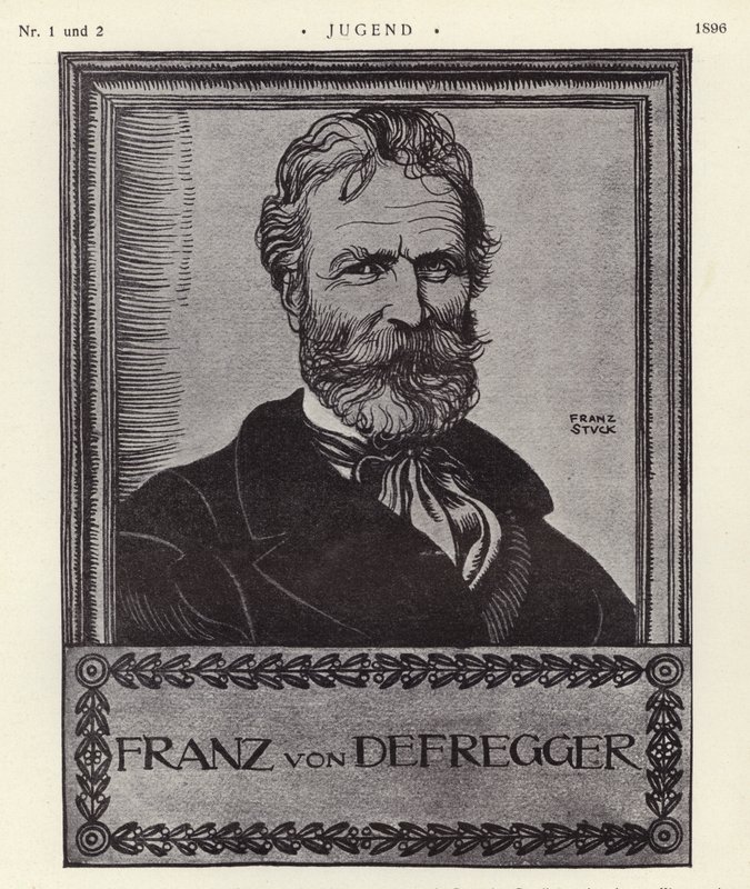 Franz von Defregger, østrigsk kunstner (litho) af Franz von Stuck