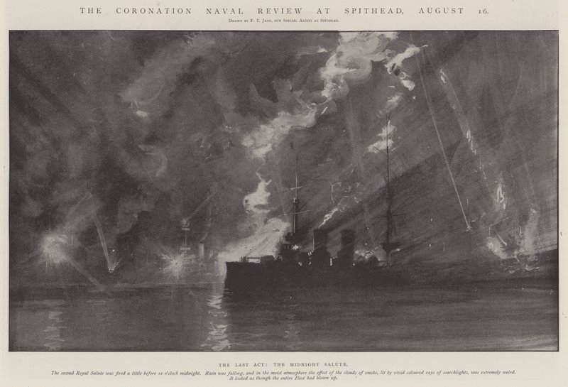 The Coronation Naval Review på Spithead, 16. august af Fred T. Jane