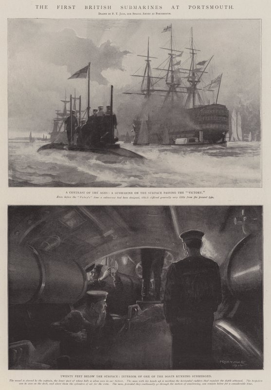De første britiske ubåde ved Portsmouth af Fred T. Jane