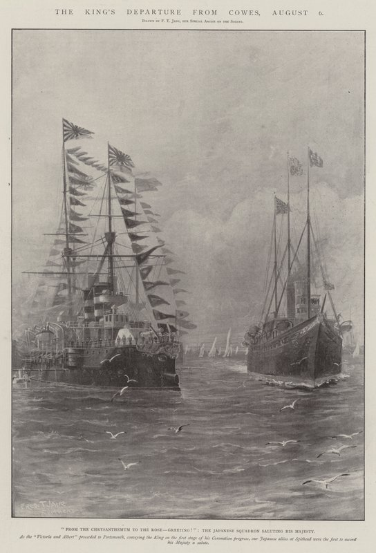 Kongens afgang fra Cowes, 6. august af Fred T. Jane