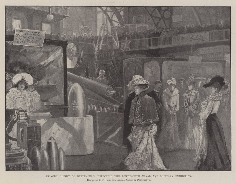 Prinsesse Henry af Battenberg inspicerer Portsmouth Naval and Military Exhibition af Fred T. Jane