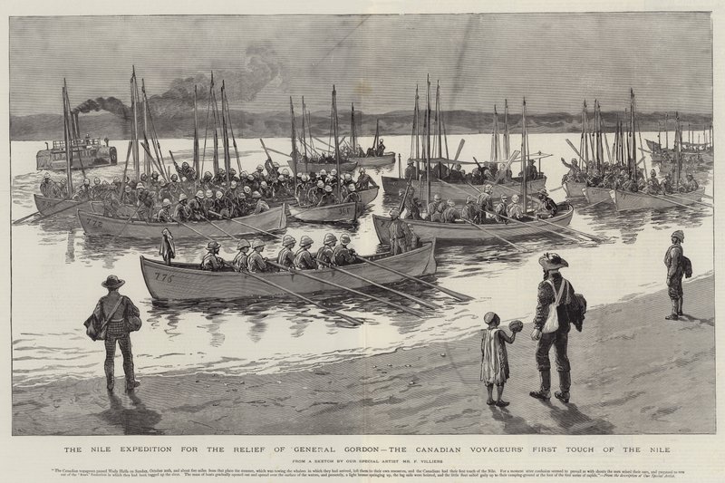 Nilekspeditionen til nødhjælp for general Gordon, de canadiske voyagørers første berøring af Nilen af Frederic Villiers