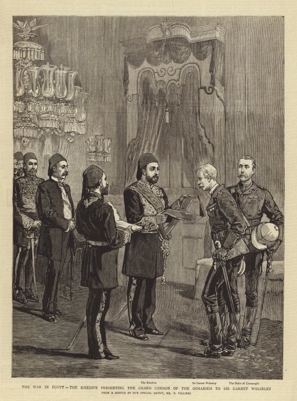 Krigen i Egypten, Khedivet præsenterer Osmaniehs store kordon til Sir Garnet Wolseley af Frederic Villiers