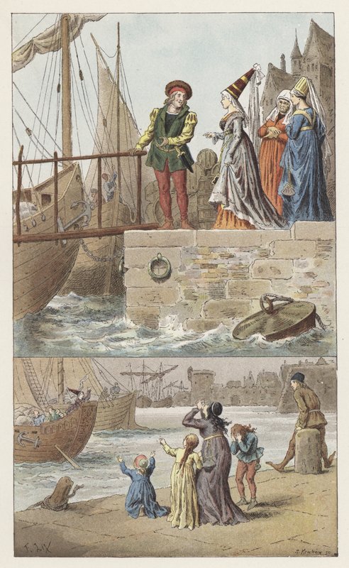 Til Nantes, til Nantes er ankommet (farve litho) af Frederic Theodore (after) Lix