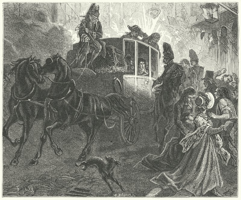 Attentatforsøg mod Napoleon, Paris af Frederic Theodore (after) Lix
