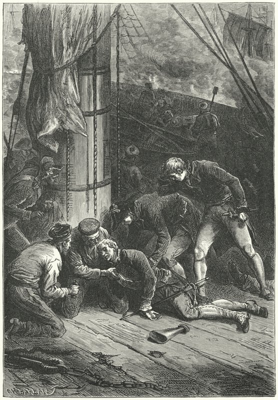 Admiral Lord Nelsons død i slaget ved Trafalgar af Frederic Theodore (after) Lix