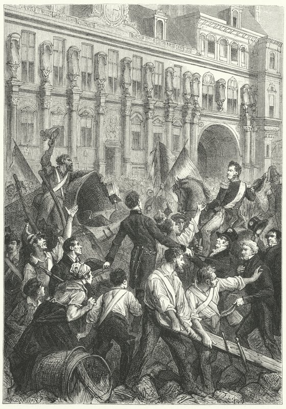Louis Philippe, hertug af Orleans, på vej til Hotel de Ville, Paris af Frederic Theodore (after) Lix