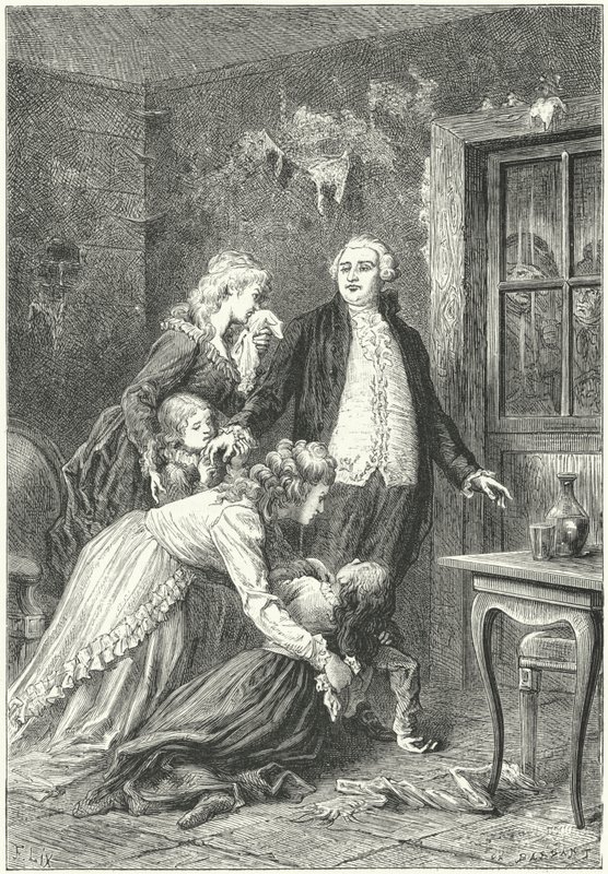 Ludvig XVI siger farvel til sin familie før hans henrettelse af Frederic Theodore (after) Lix