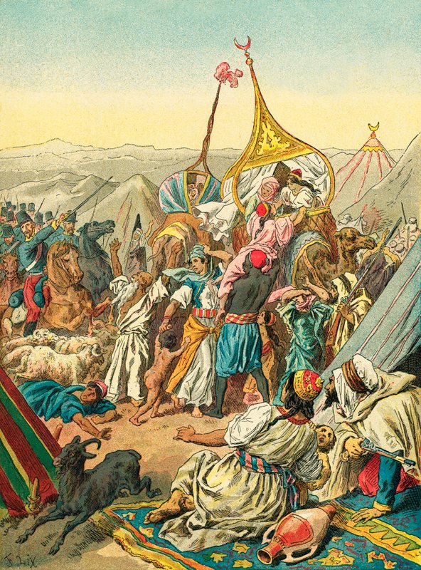 Tilfangetagelse af stammen Abd El Kader af Frederic Theodore Lix