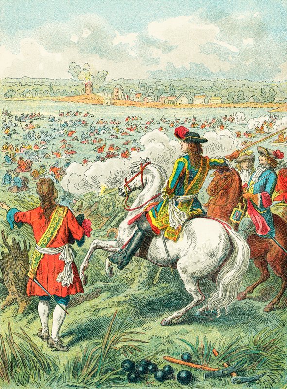 Kong Ludvig XIV krydser Rhinen af Frederic Theodore Lix