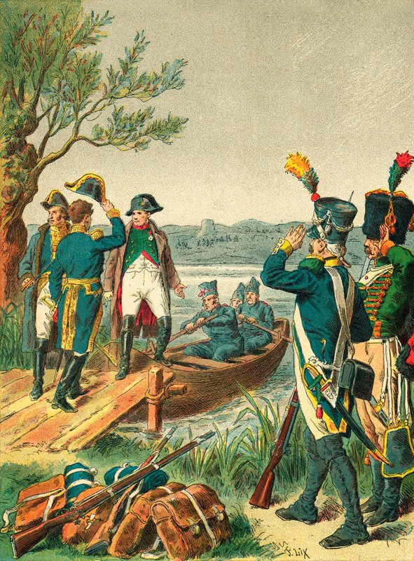 Napoleon og Massena på Lobau-øen af Frederic Theodore Lix