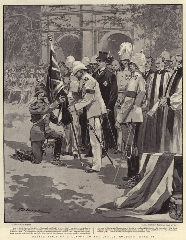 Præsentation af en farve til Ceylon Mounted Infantry af Frederic de Haenen