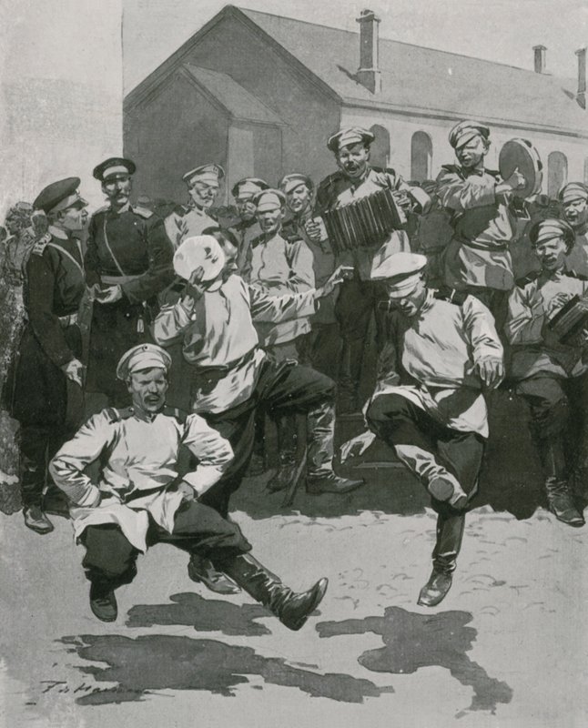 Soldater danser i kaserne af Frederic de Haenen