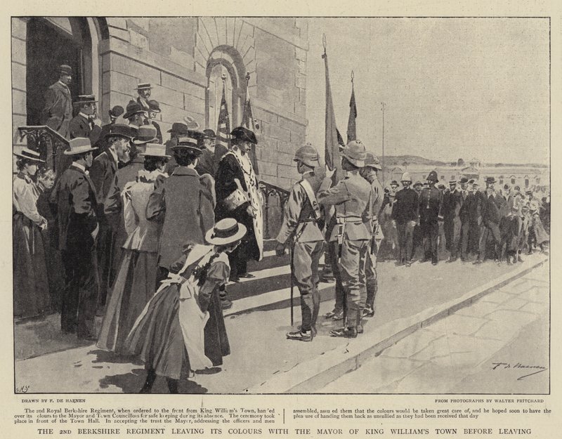 Det 2. Berkshire Regiment forlader sine farver hos borgmesteren i King William