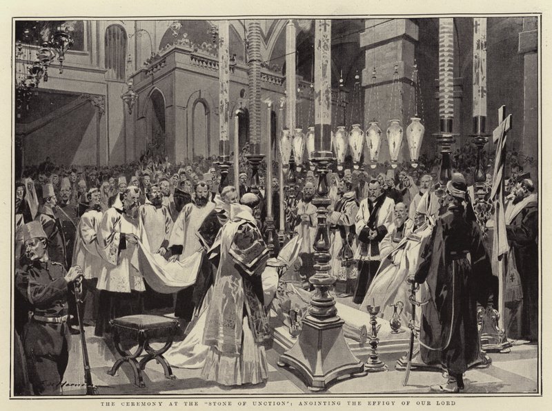 Ceremonien ved salvestenen, salvning af Herrens gravmæle af Frederic de Haenen