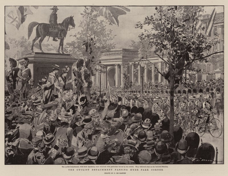 Cyklistafdelingen passerer Hyde Park Corner af Frederic de Haenen