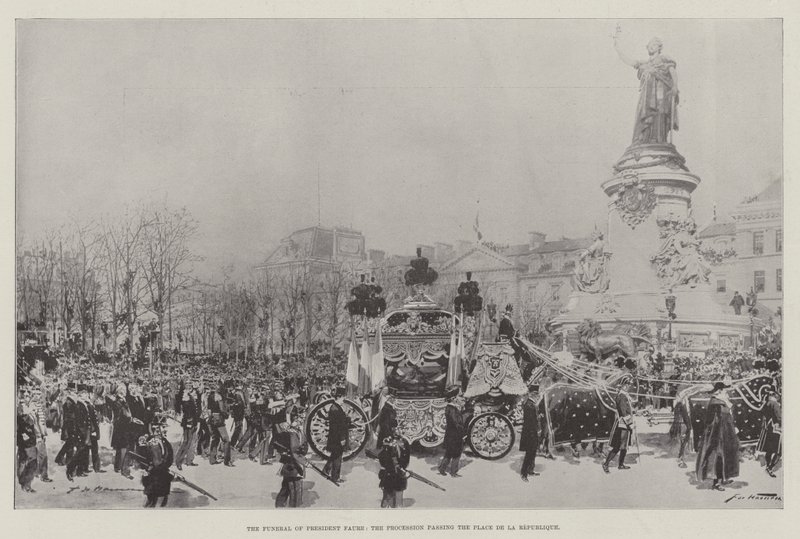 Præsident Faures begravelse, processionen forbi Place de la Republique af Frederic de Haenen
