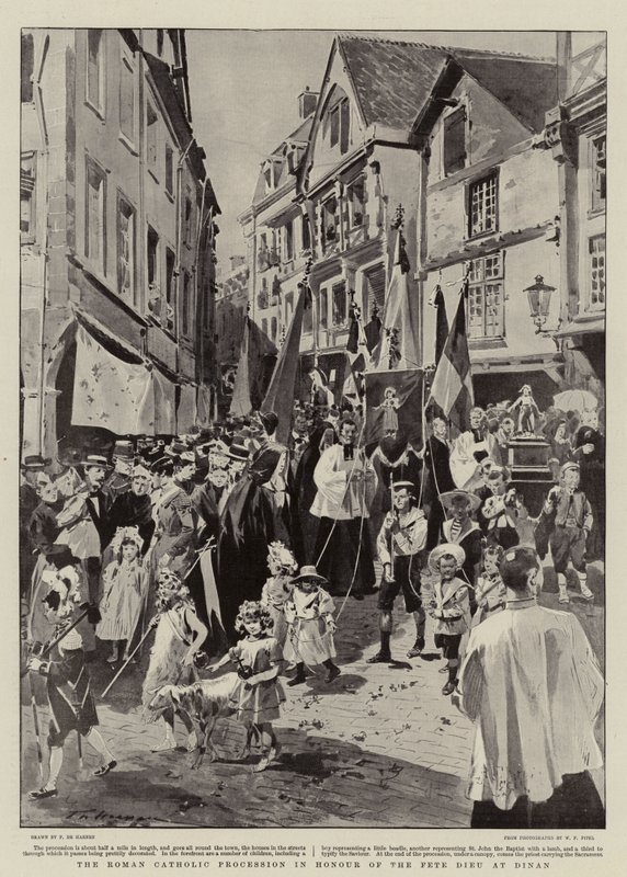 Den romersk-katolske procession til ære for Fete Dieu i Dinan af Frederic de Haenen