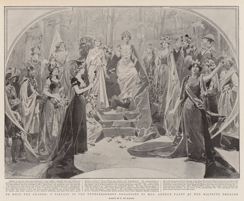 To Help the Guards, et tableau i underholdningen arrangeret af fru Arthur Paget i hendes majestæts teater af Frederic de Haenen