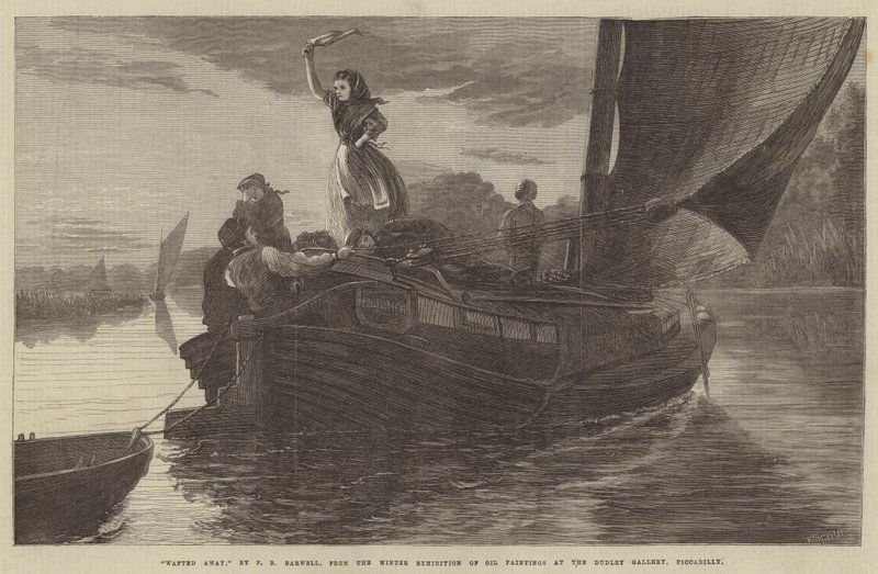Wafted Away, fra vinterudstillingen af oliemalerier i Dudley Gallery, Piccadilly af Frederick Bacon Barwell