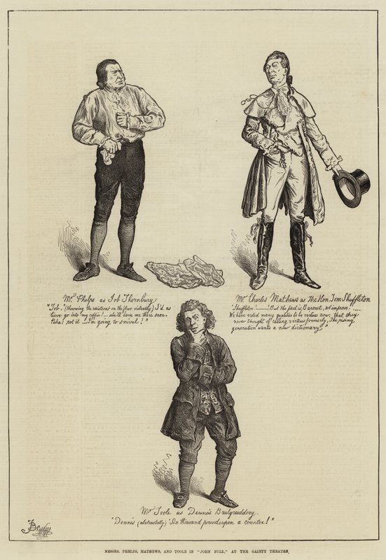 Messers Phelps, Mathews og Toole i John Bull, på Gaiety Theatre af Frederick Barnard